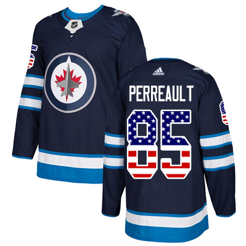 Adidas Jets #85 Mathieu Perreault Navy Blue Home Authentic USA Flag Stitched NHL Jersey - Click Image to Close
